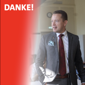 Bild von Sebastian Schlüsselburg mit "Danke"-Schriftzug
